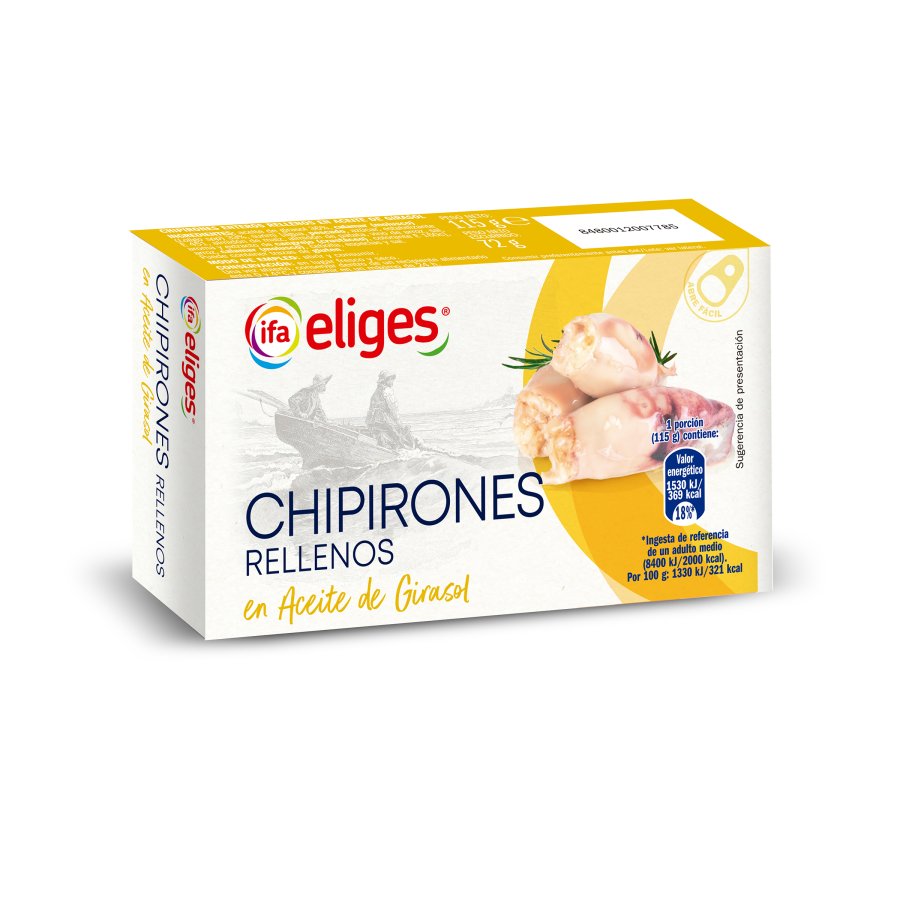 Chipirones rellenos en aceite de girasol IFA ELIGES lata 115 g pn.