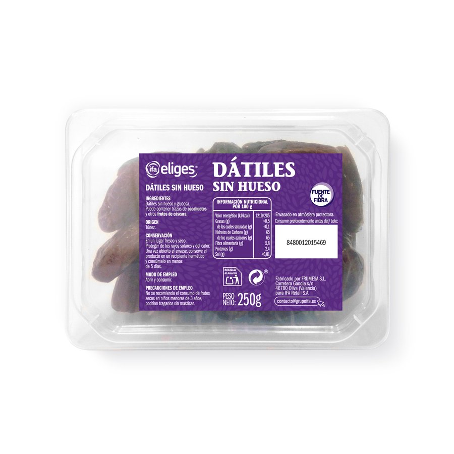 Dátiles confitados sin hueso IFA ELIGES 250 g