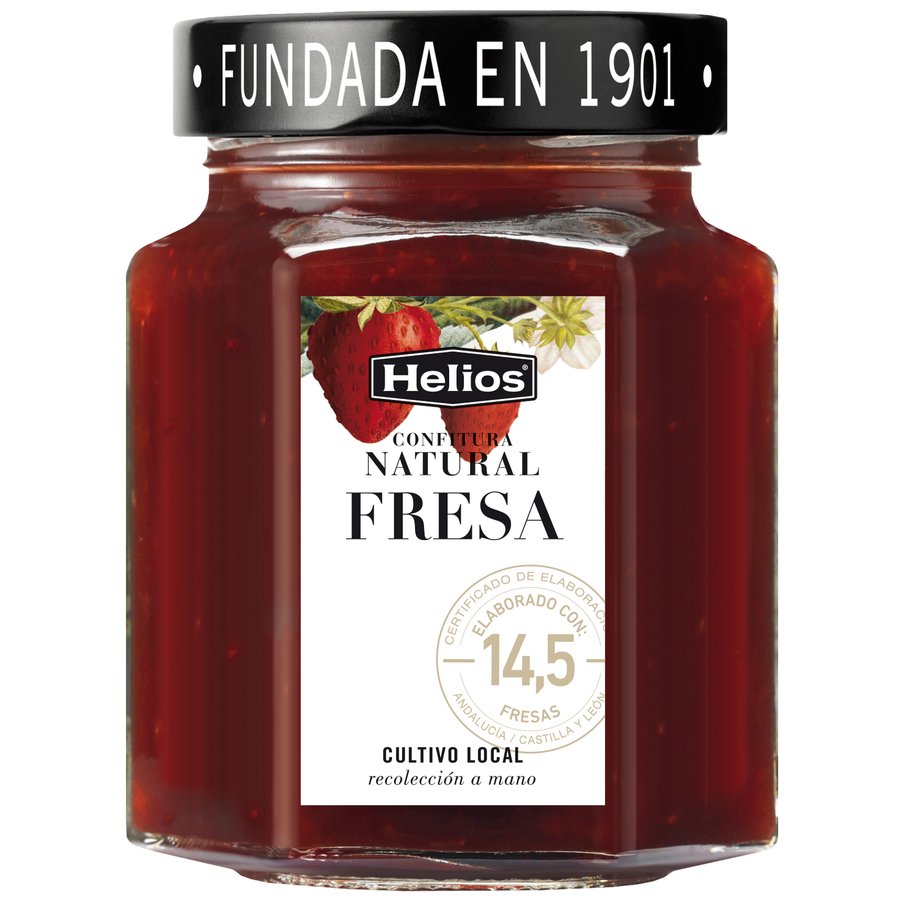 Confitura natural HELIOS fresa con azúcar moreno 330 g