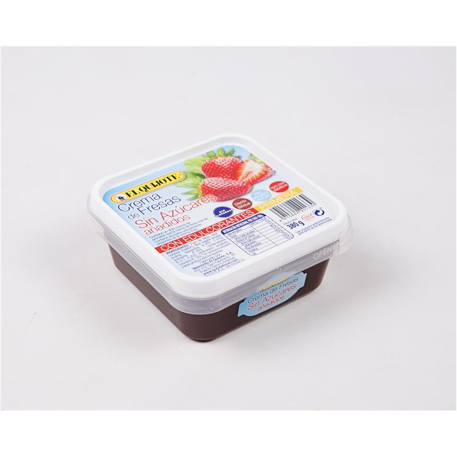 Crema fresa QUIJOTE sin azúcar añadido 70% fruta 380 g