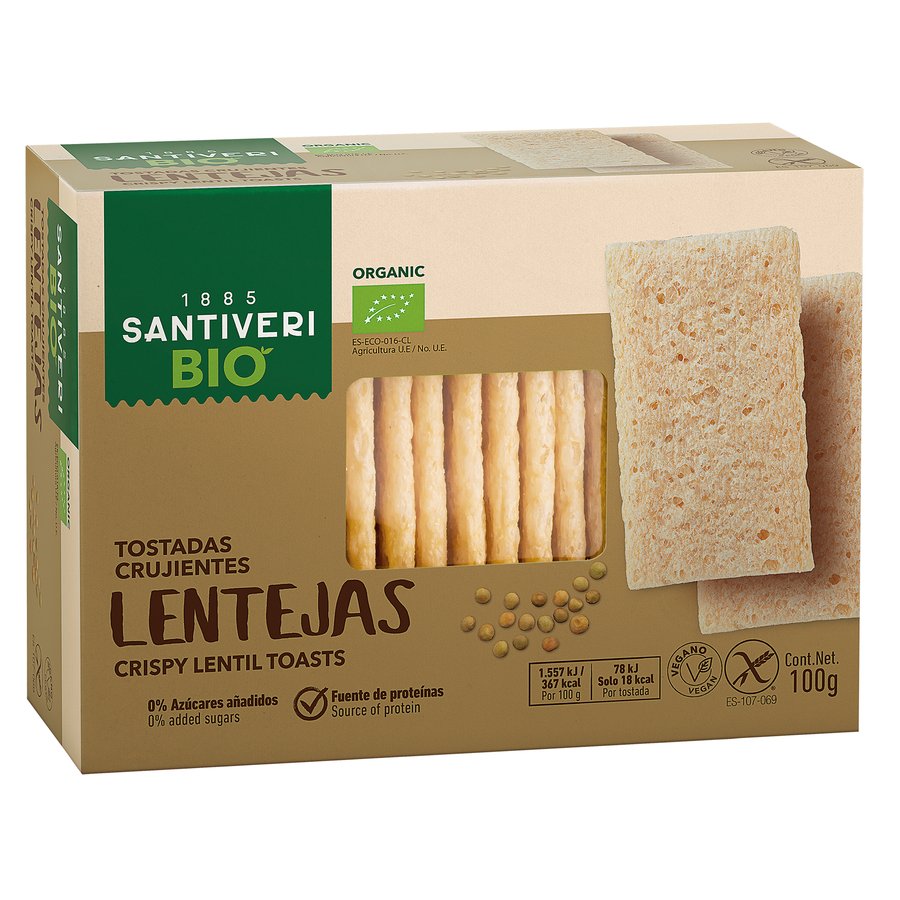 Tostadas lenteja SANTIVERI organic bio 100 g