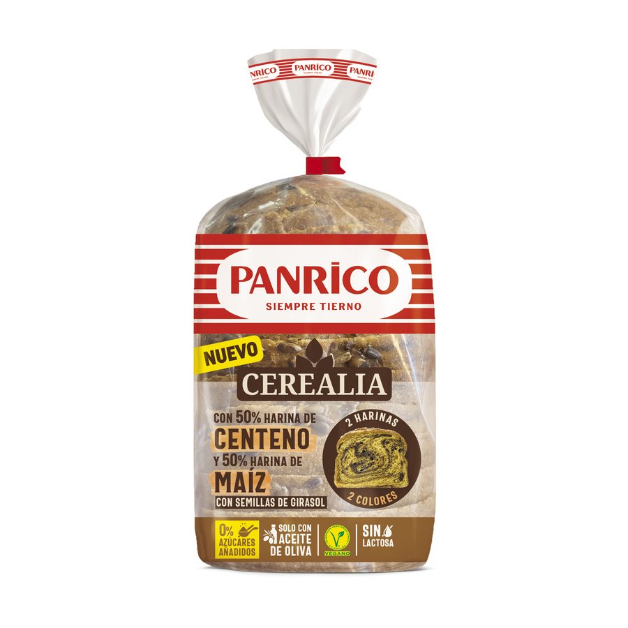 Pan PANRICO Cerealia 50% centeno 50% maíz 385 g