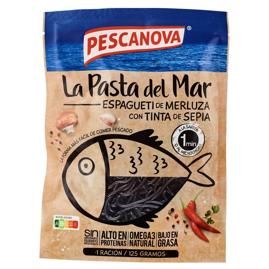 Espagueti de merluza en tinta de sepia PESCANOVA 125 g