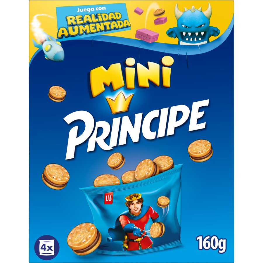 Galleta mini rellena chocolate PRINCIPE 4 bolsitas 160 g