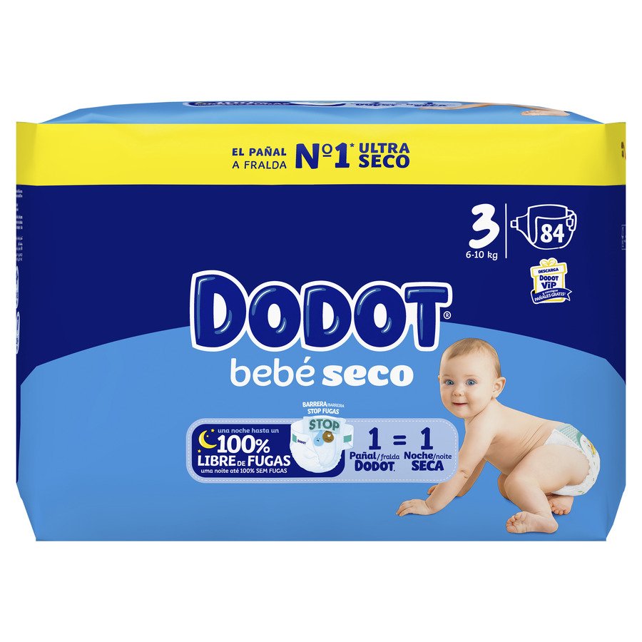 Pañal DODOT bebe seco T3 84 unidades