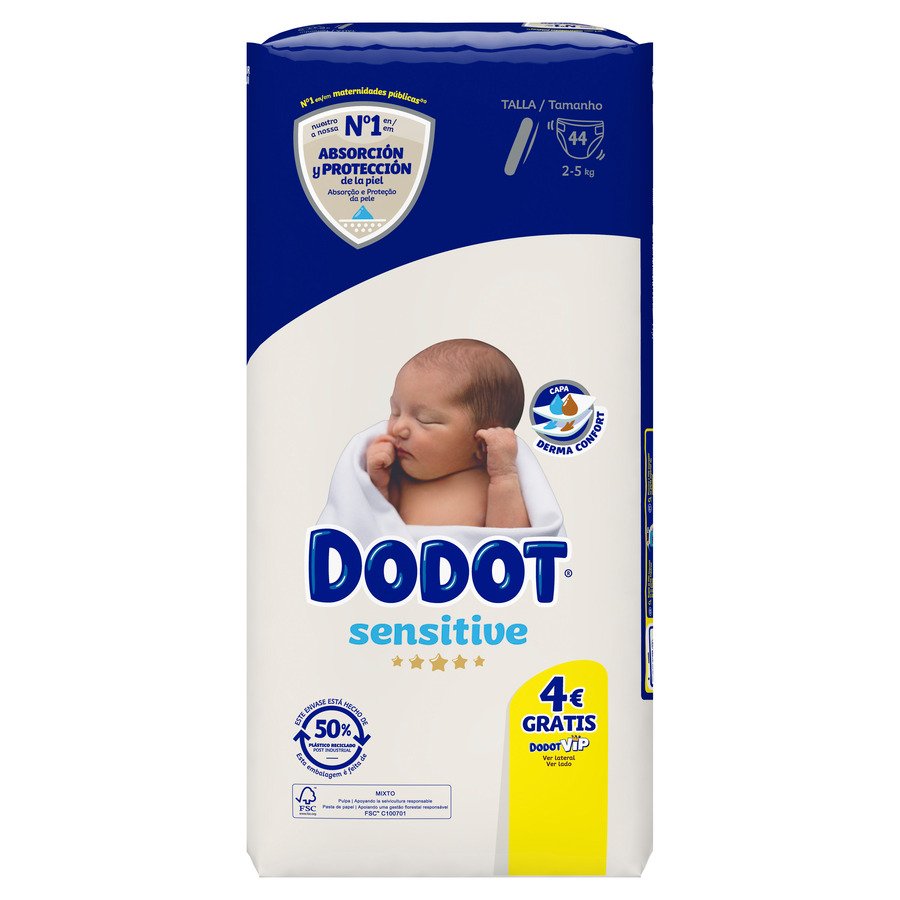 Pañal DODOT mejorado sensitive t1 44 unidades