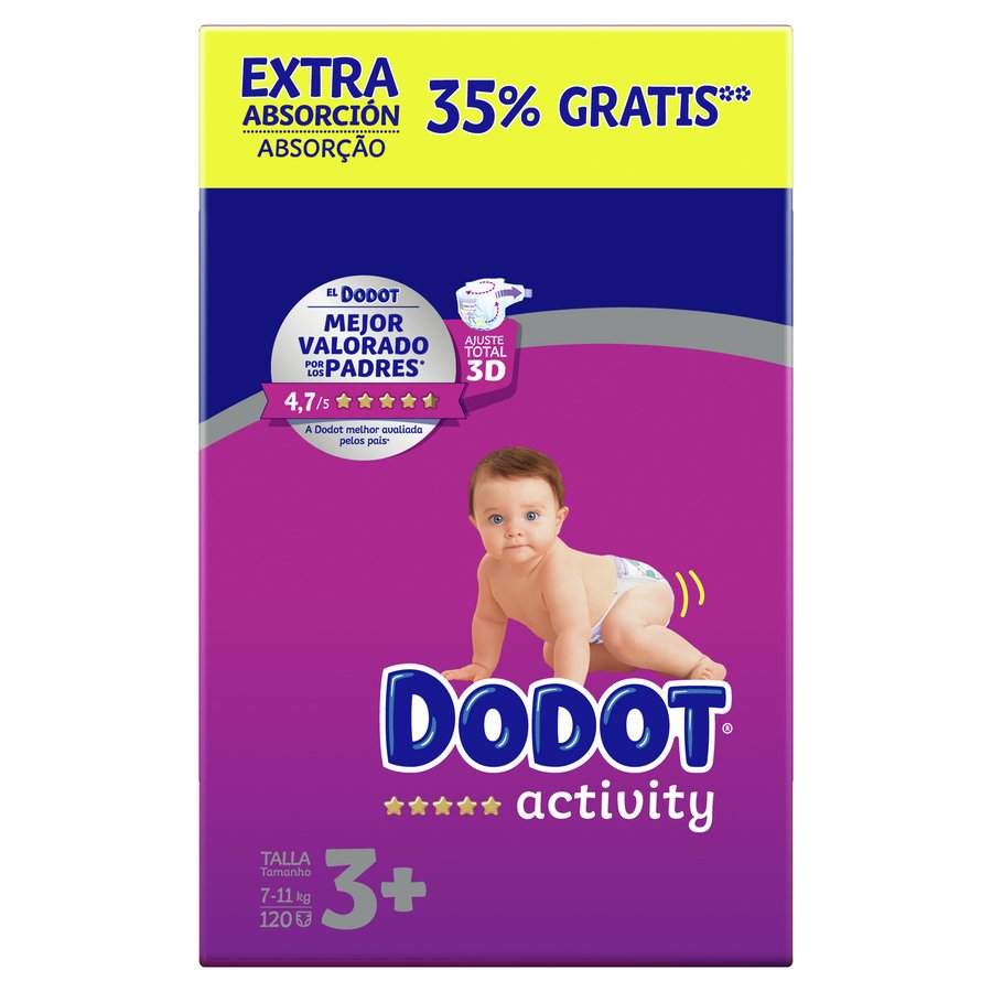 Pañal DODOT Activity extra T3 box 120 unidades