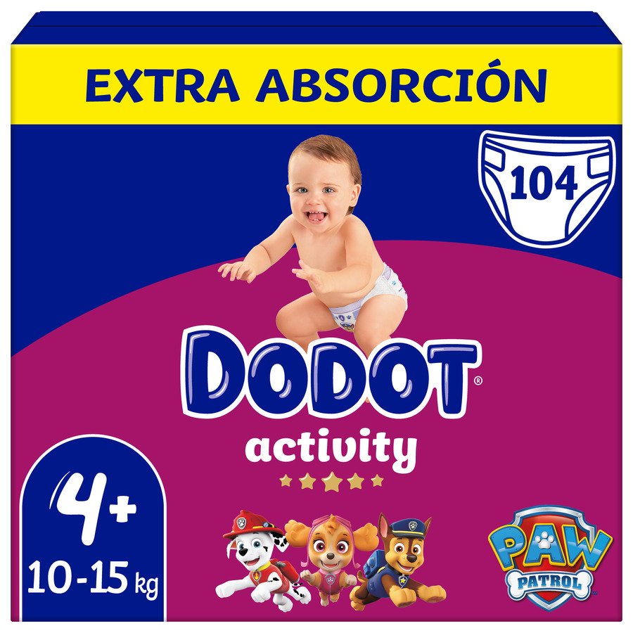 Pañal DODOT Activity extra T4 box 104 unidades