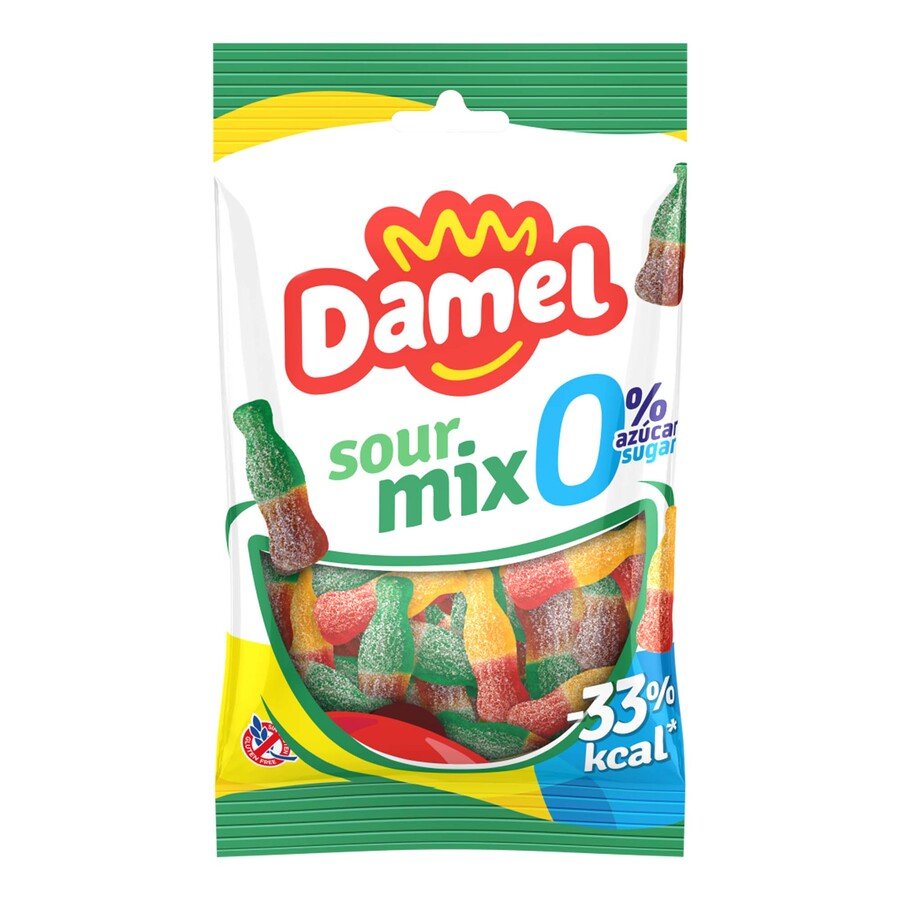 Caramelos goma DAMEL Sour Mix sin azúcar 90 g