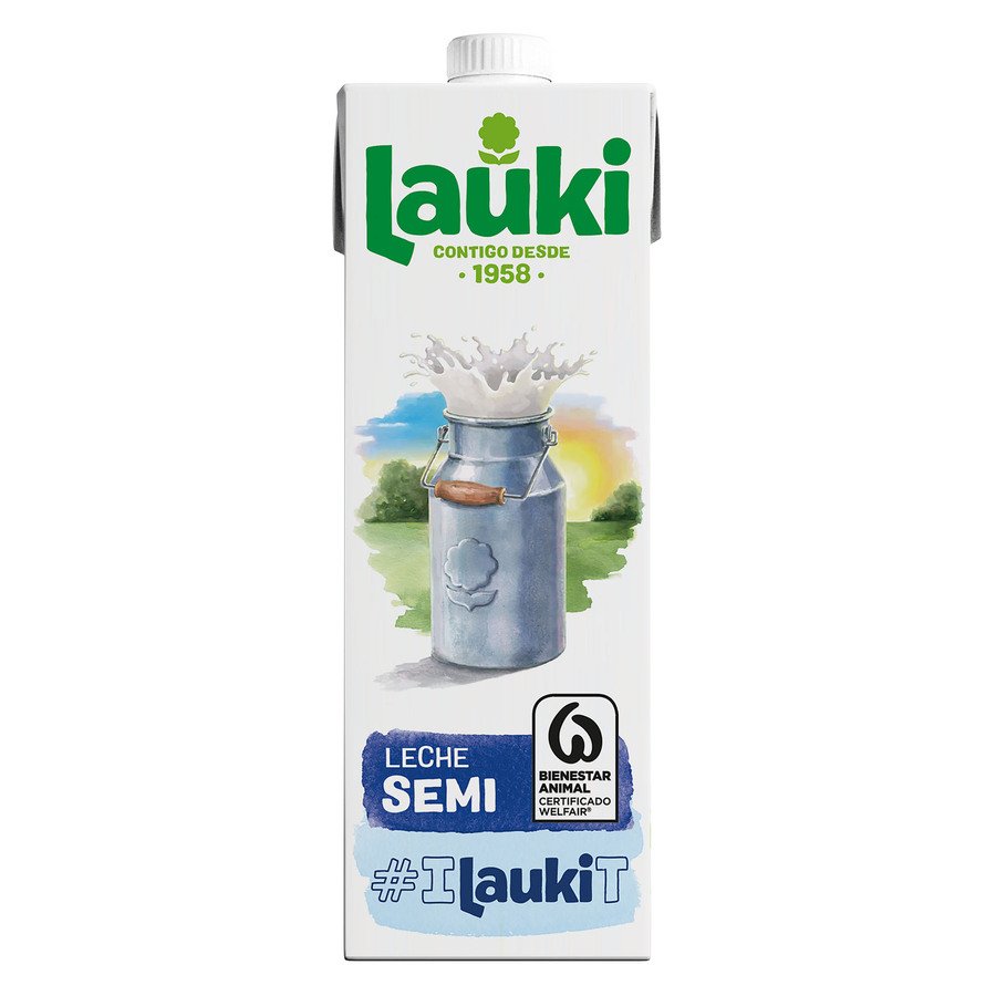 Leche semidesnatada LAUKI brik 1 l.
