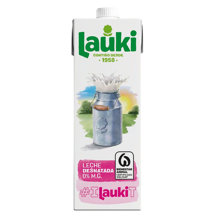 Leche desnatada LAUKI brik 1 l.