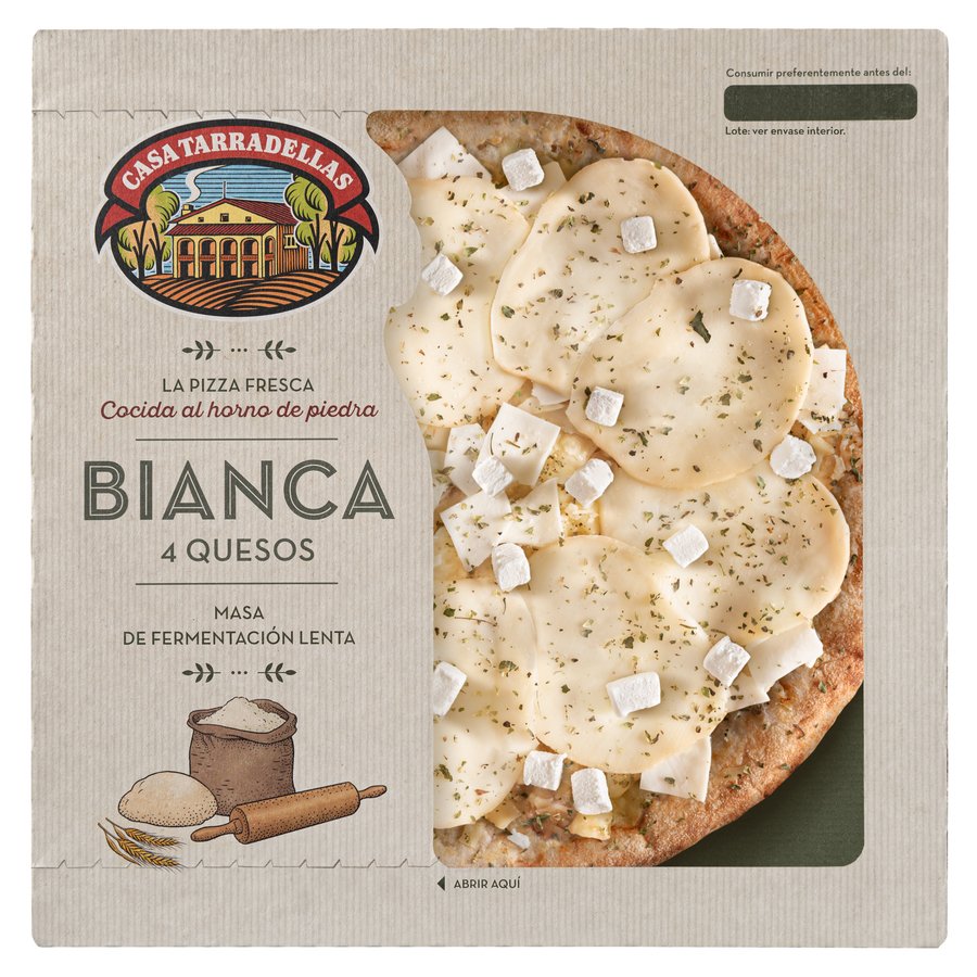 Pizza fresca TARRADELLAS masa de fermentación lenta Bianca 4 Quesos 400 g