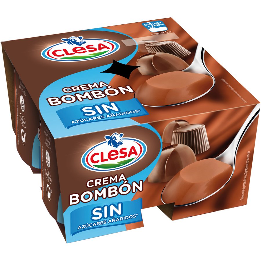 Crema bombón CLESA sin azúcar 4x125 g
