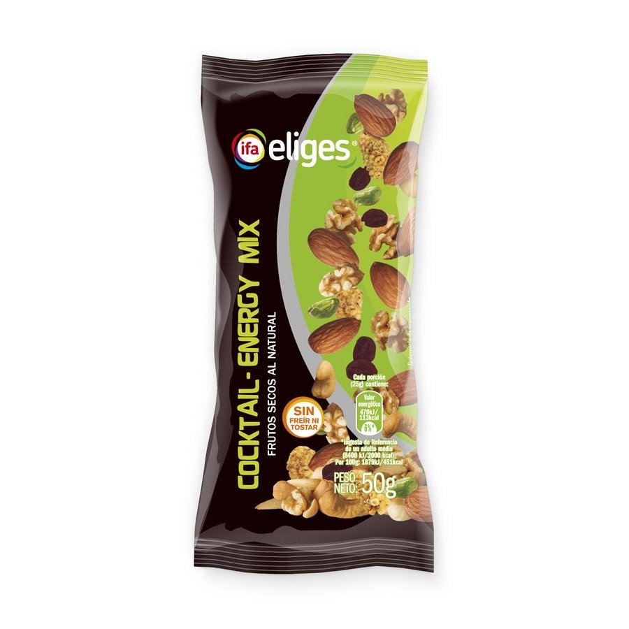 Cocktail frutos secos al natural energy mix (moras,almend,nueces,arand,pist,anacar)IFA ELIGES 50 g