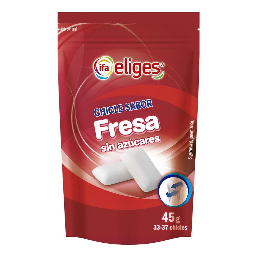 Chicle fresa sin azúcar grageas IFA ELIGES bolsa 45 g