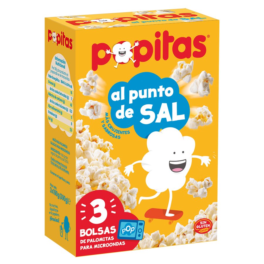 POPITAS al punto de sal para microondas 3x100 g
