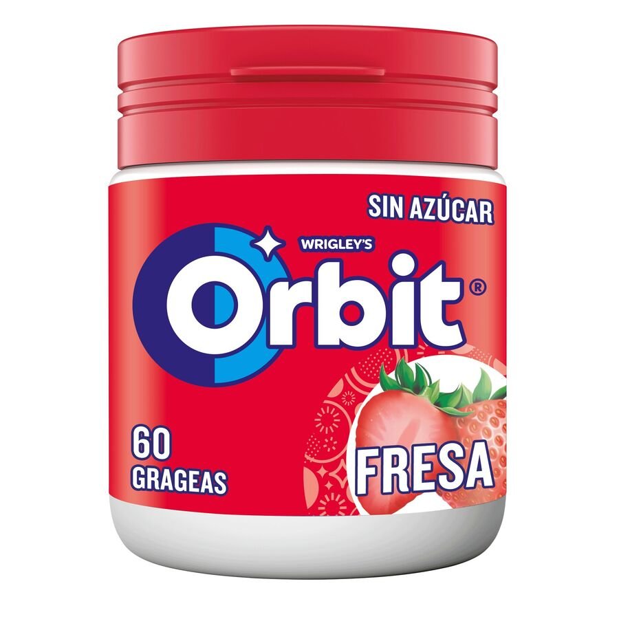Chicle ORBIT fresa box 60 grageas sin azúcar