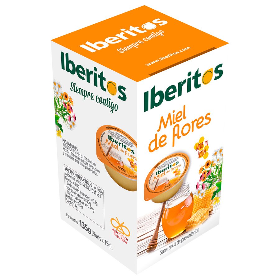 Miel de flores IBERITOS 9 tarrinas x 15 g