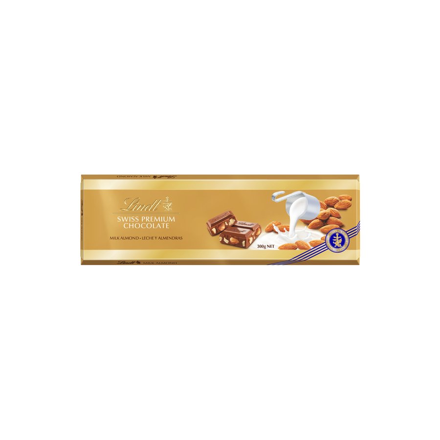 Chocolate con leche almendra LINDT premium tableta 300 g