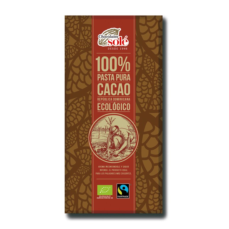Chocolate negro SOLÉ ecológico 100% tableta 100 g
