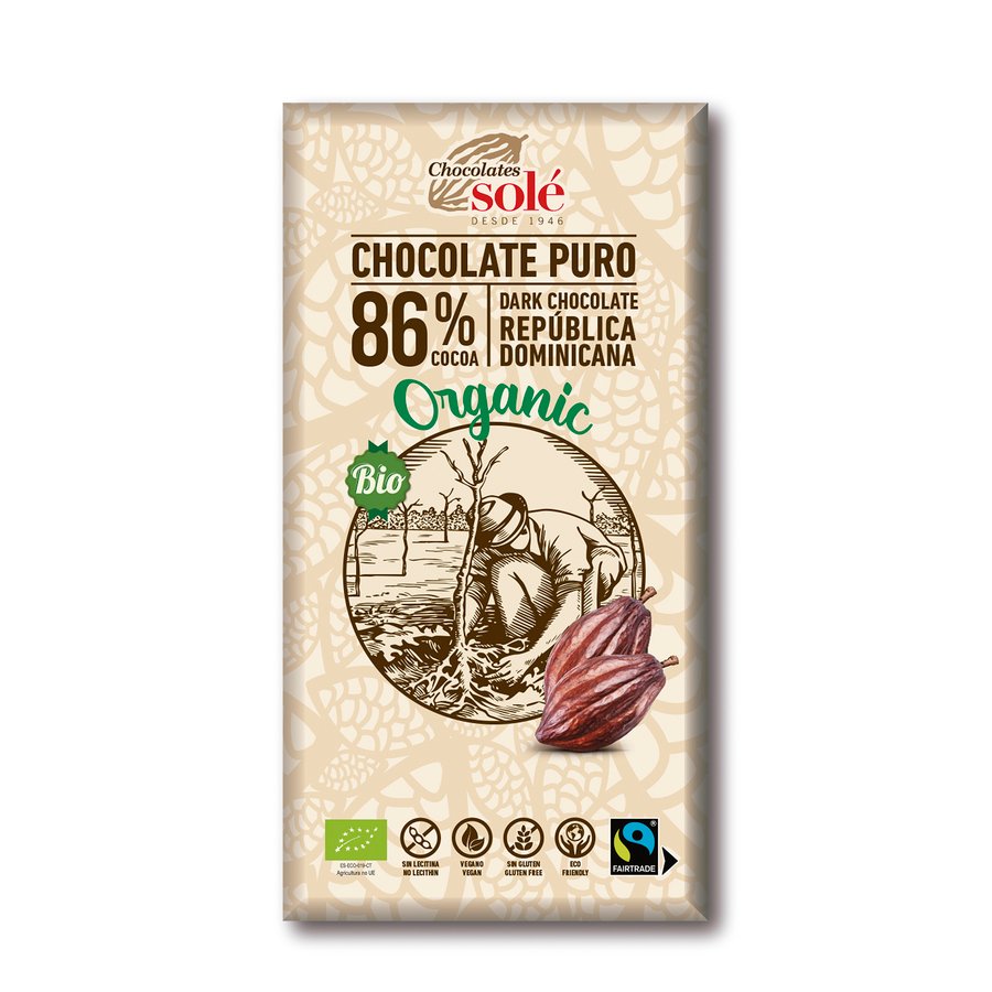 Chocolate negro SOLÉ ecológico 86% tableta 100 g