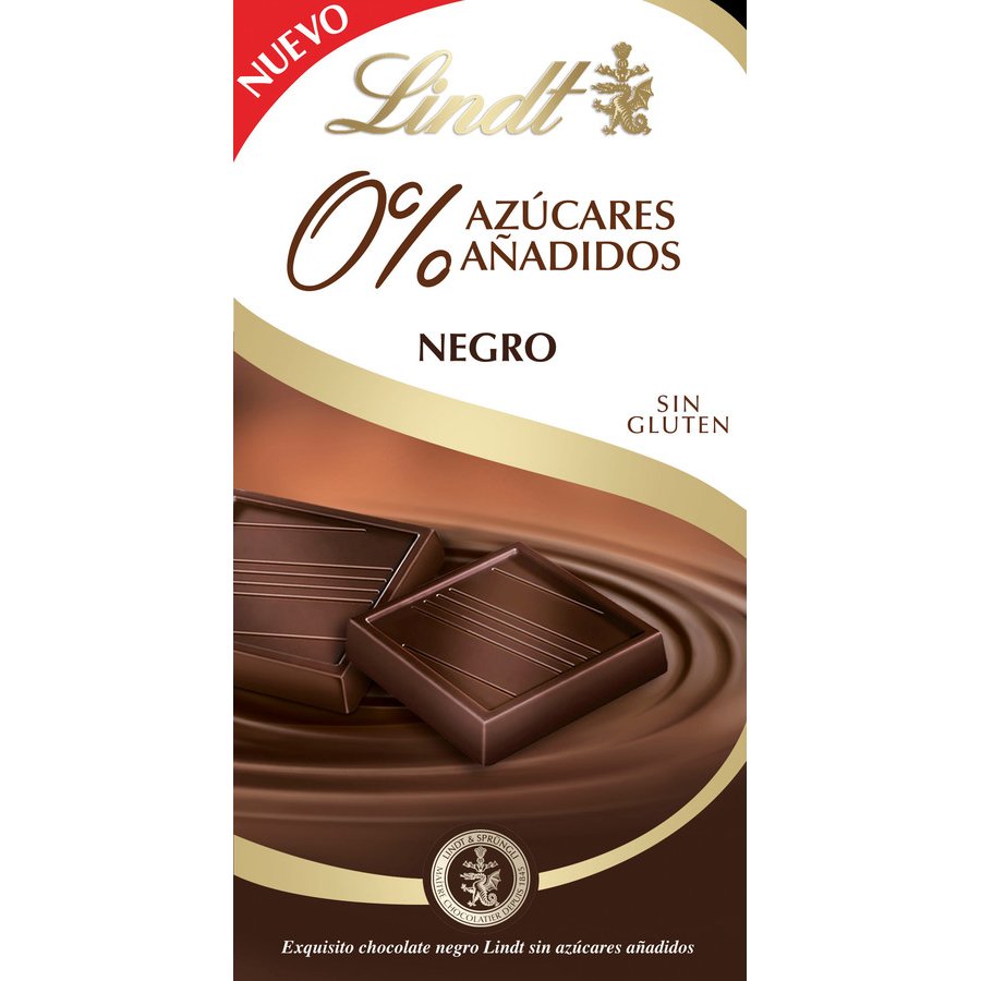 Chocolate negro LINDT sin azúcar añadido y sin gluten tableta 100 g