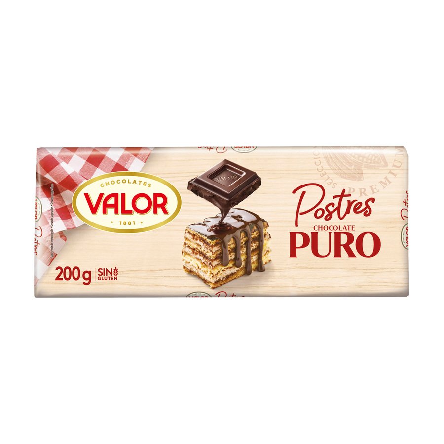 Chocolate puro para postres VALOR sin gluten tableta 200 g
