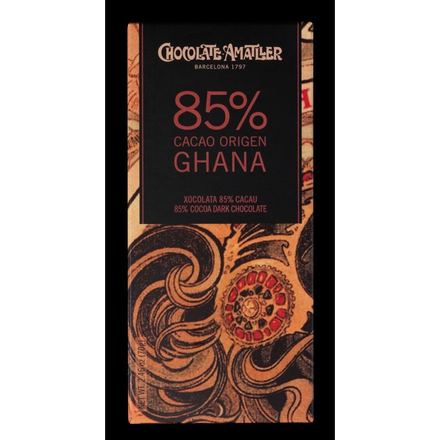 Chocolate negro AMATLLER Ghana 85% cacao tableta 70 grs.