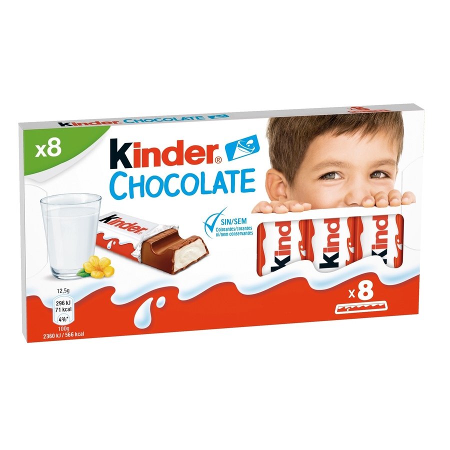 Barritas KINDER chocolate 8 unidades 100 g