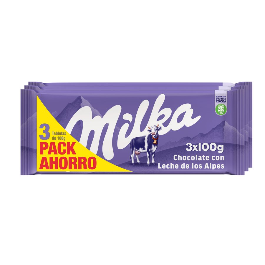 Chocolate con leche MILKA pack 3x100 g