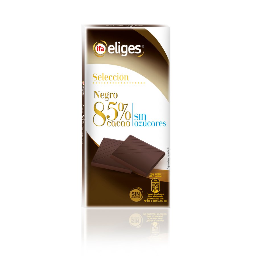 Chocolate negro 85% cacao sin azúcar IFA ELIGES 100 g