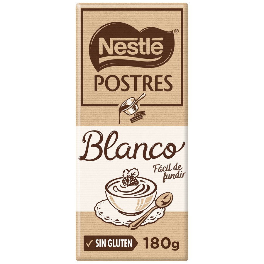 Chocolate blanco NESTLE postres tableta 180 g