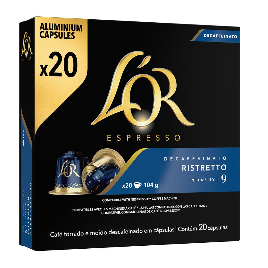 Café cápsulas L'OR Espresso Ristretto descafeinado 20 unidades 104 g