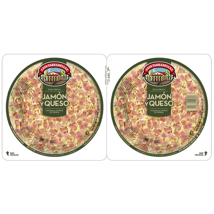 Pizza fresca TARRADELLAS jamón y queso 2x220 g