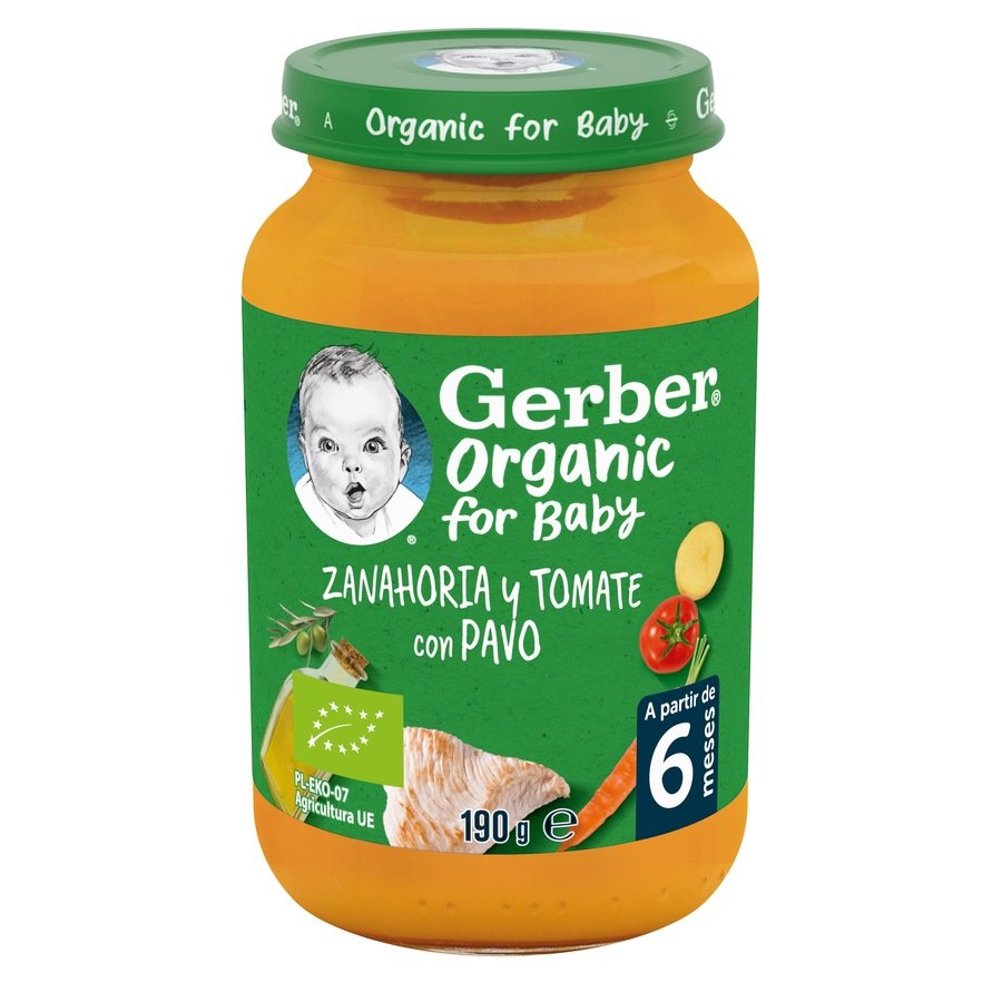 Alimento infantil Nestle GERBER bio zanahoria-tomate-pavo 190 g