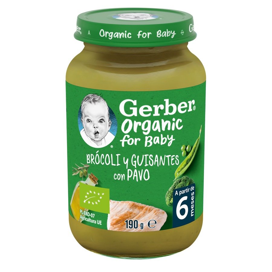 Alimento infantil Nestle GERBER bio brocoli-guisantes-pavo tarrito 190 g