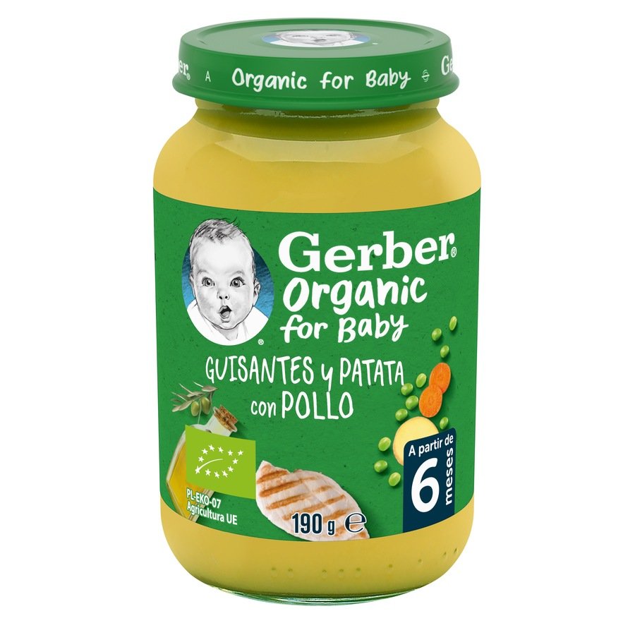 Alimento infantil Nestle GERBER bio guisantes-patata-pollo tarrito 190 g