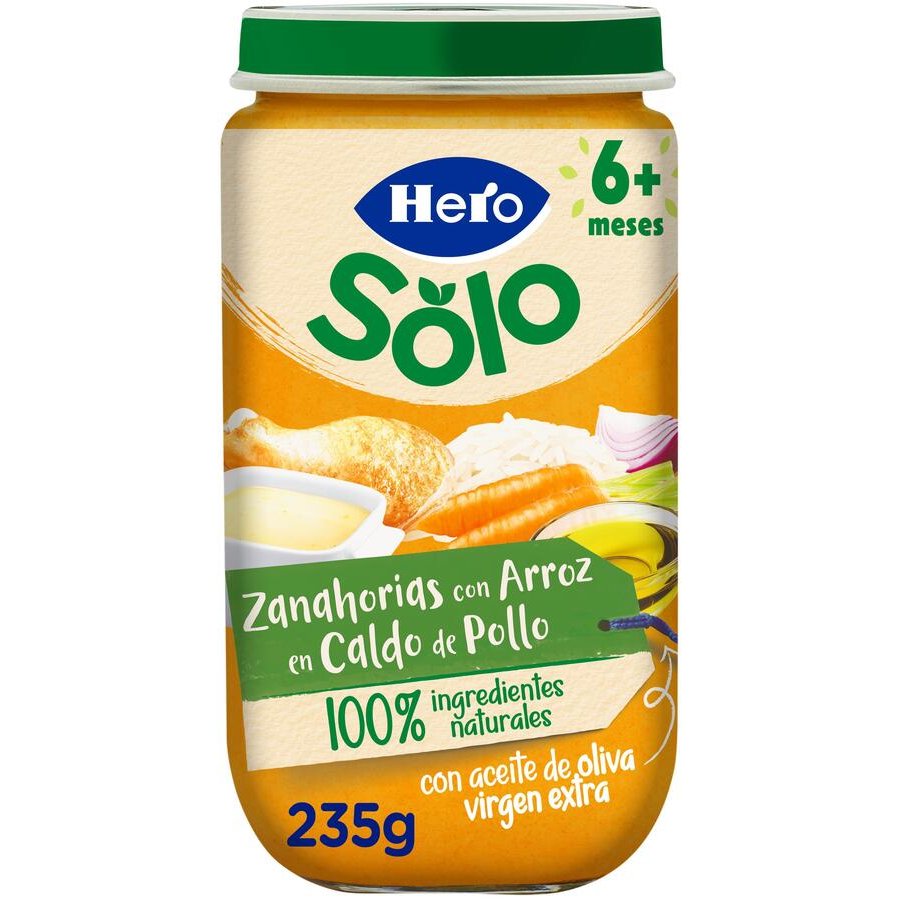 Alimento infantil HERO Baby zanahoria y arroz 235 g