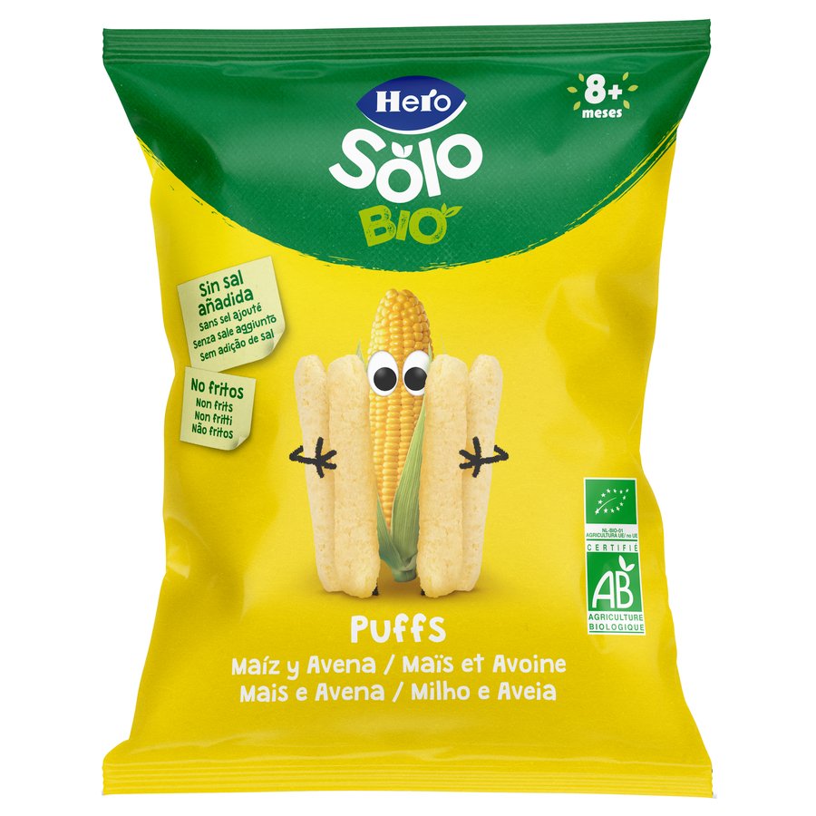 Snacks Puffs maíz y avena HERO Solo eco 25 g