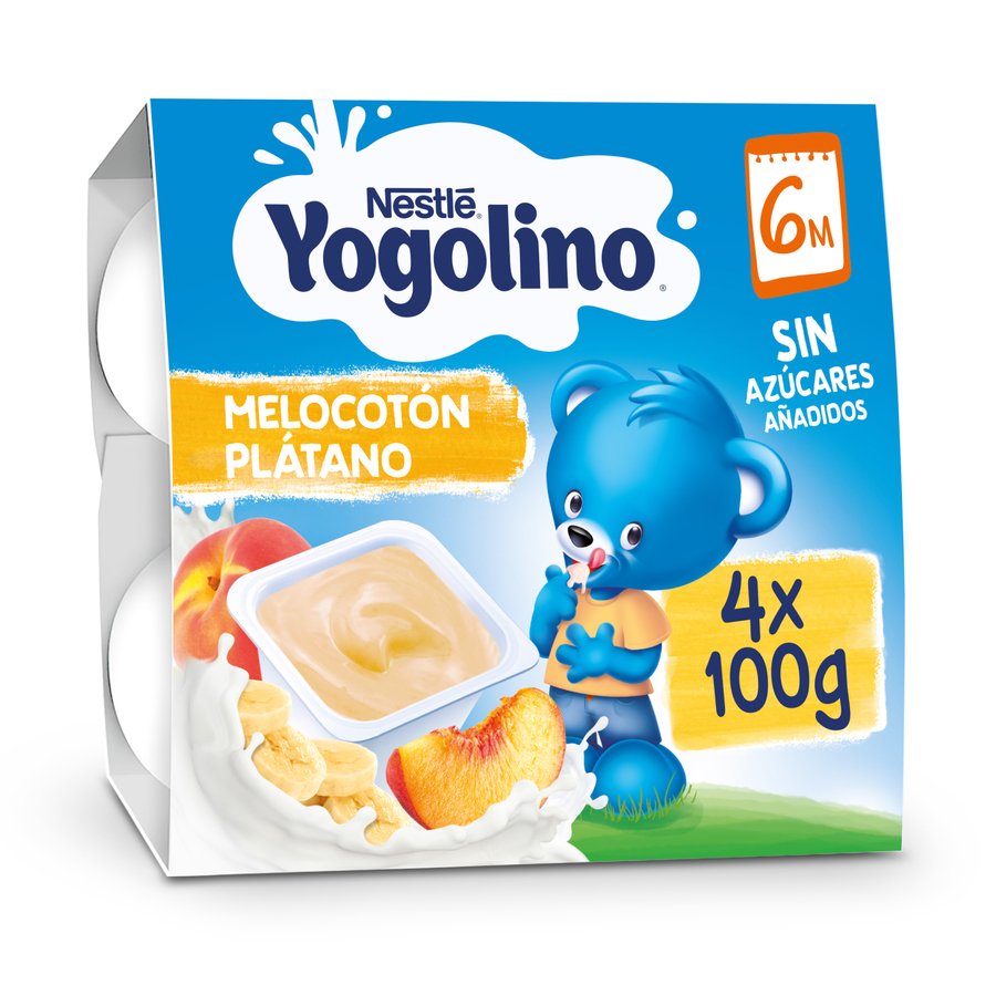 Alimento infantil Neslte YOGOLINO plátano-melocotón sin azucar 4x100 g