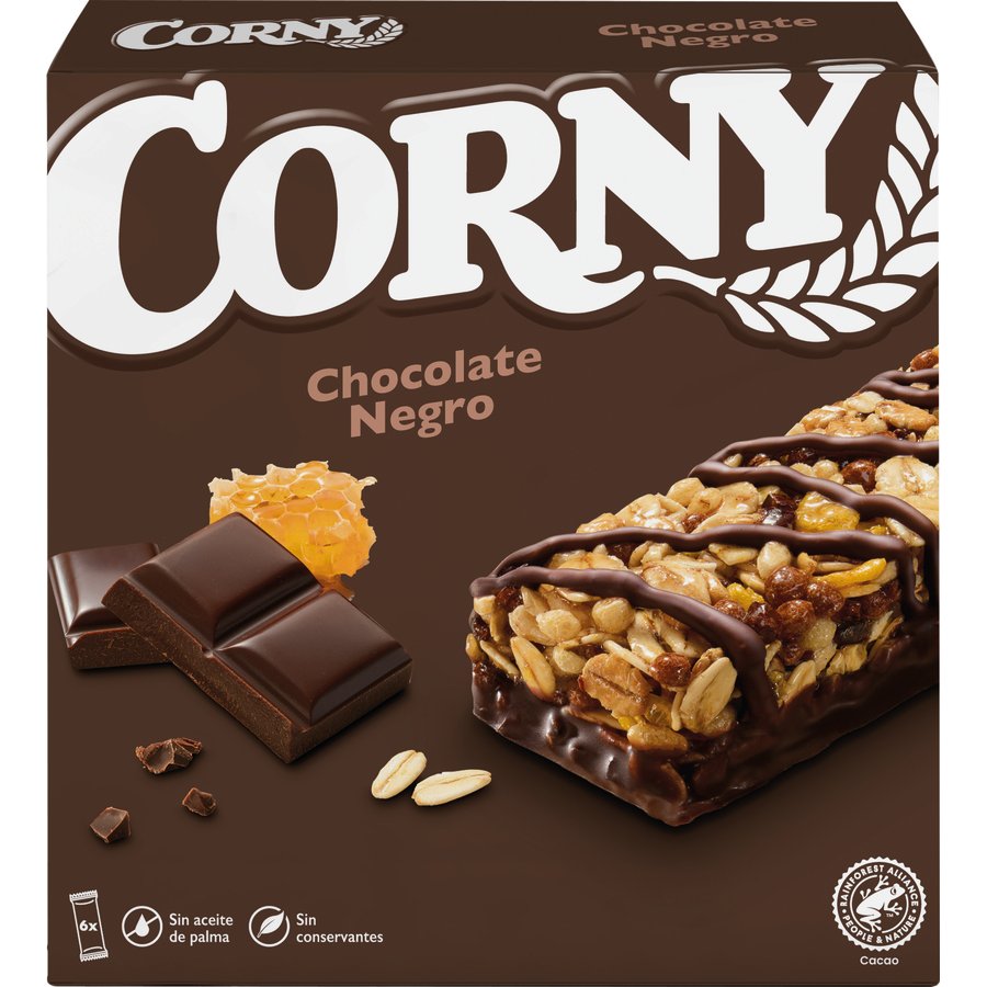 Barritas cereales CORNY muesli chocolate negro 6x23 g