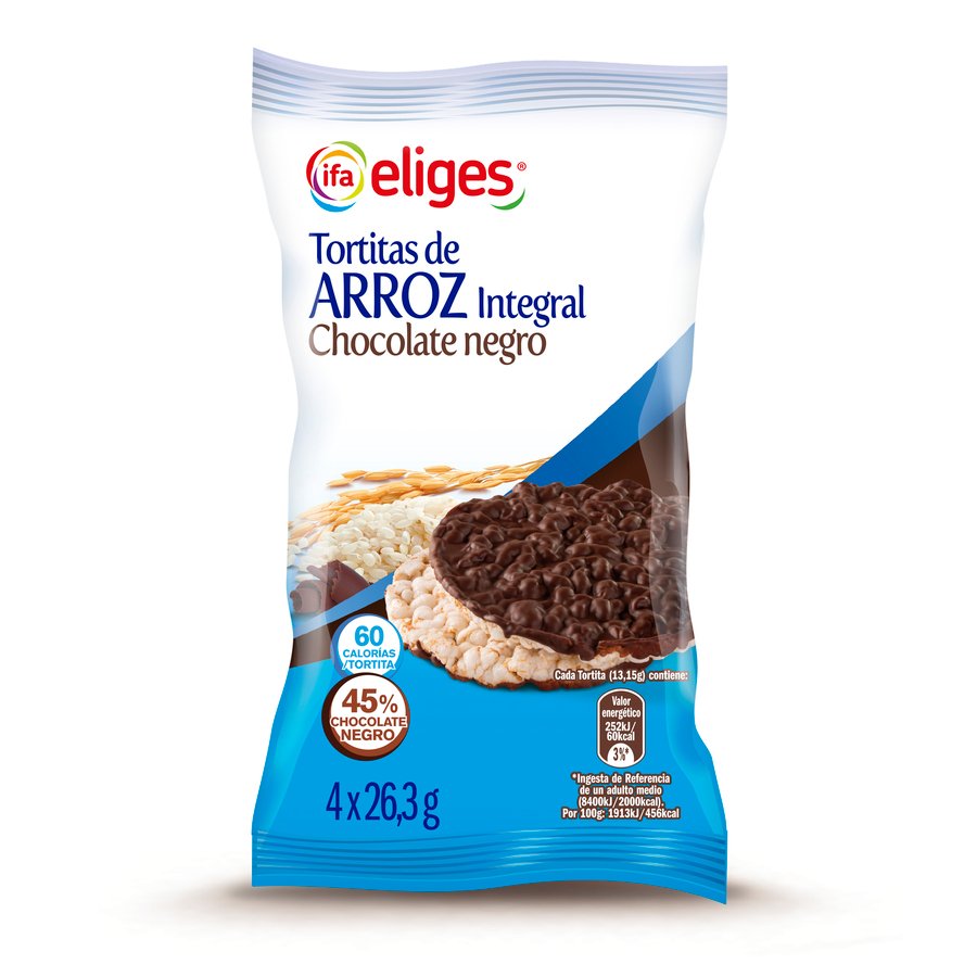 Tortita de arroz integral chocolate negro IFA Eliges 4x26,3 g