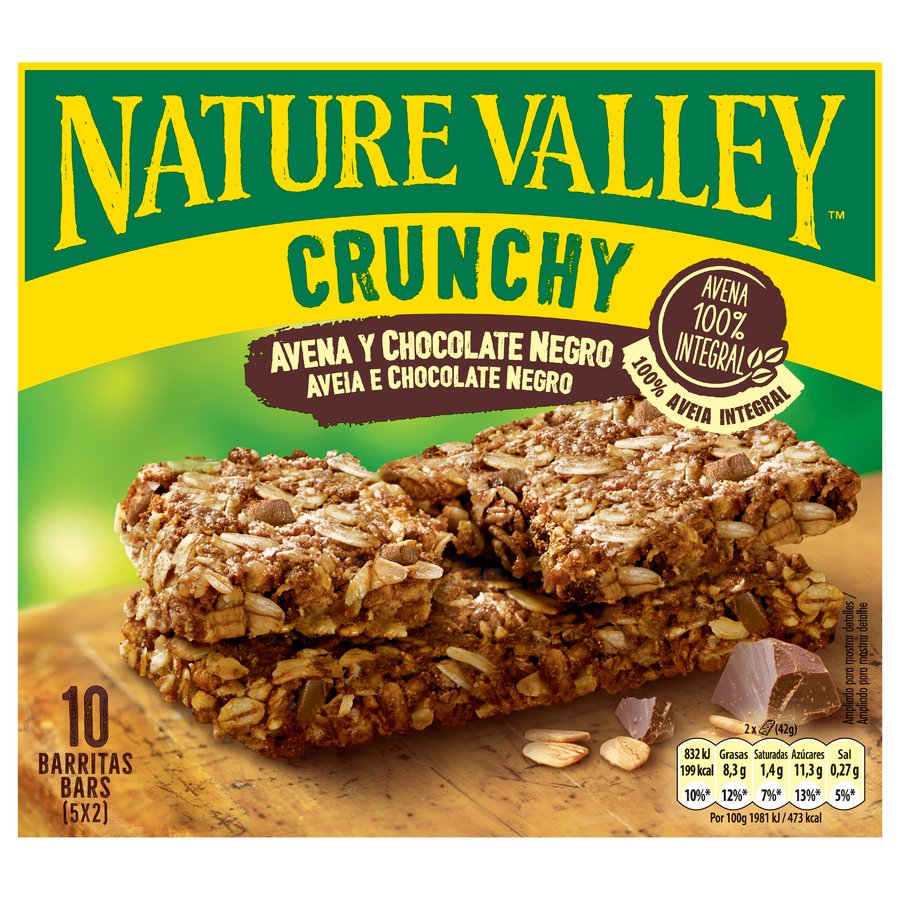 Barritas NATURE VALLEY Crunchy avena-choco 5 unidades 210 g
