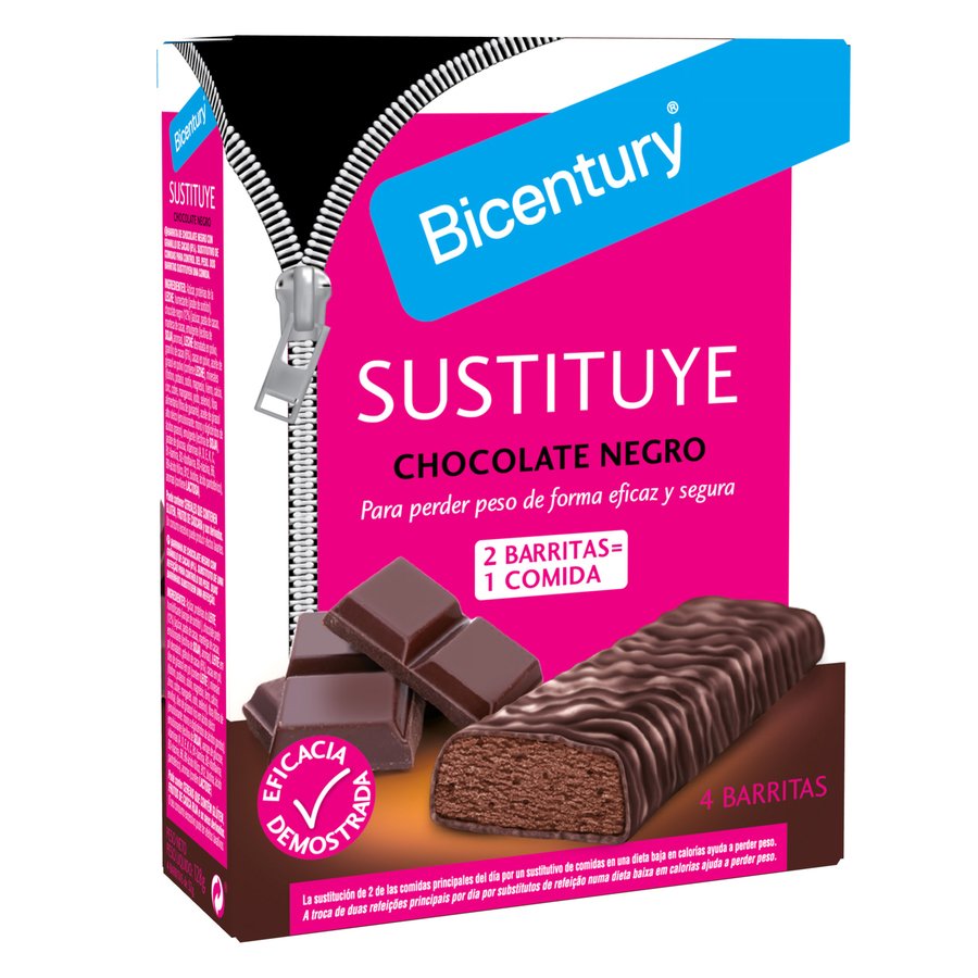 Barritas chocolate negro Sustituye BICENTURY 4 unidades 128 g