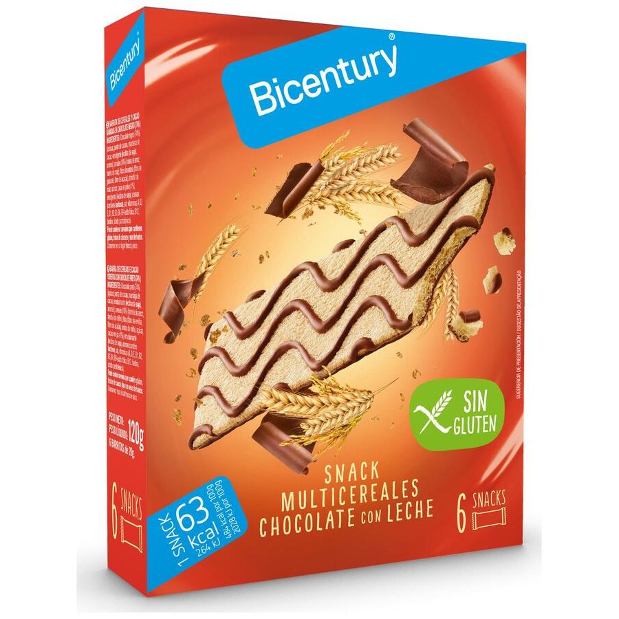 Barrita multicereales chocolate-leche sin gluten BICENTURY Sarialis 78 g