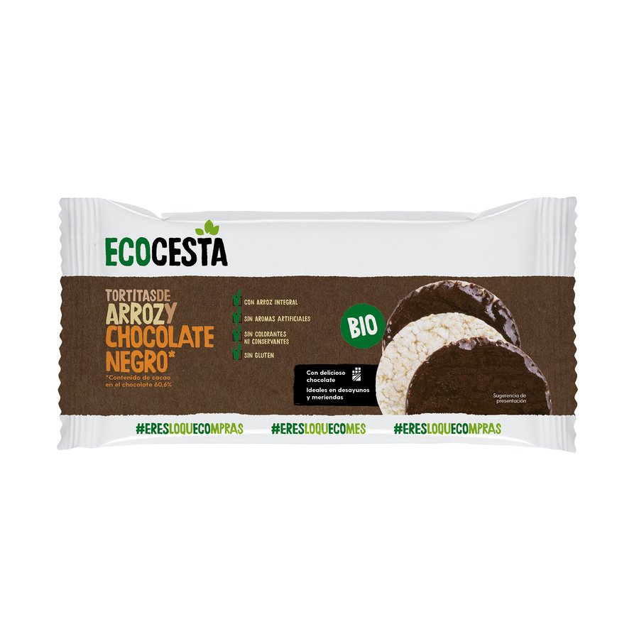 Tortitas arroz con chocolate negro ECOCESTA sin gluten 6 unidades 100 g