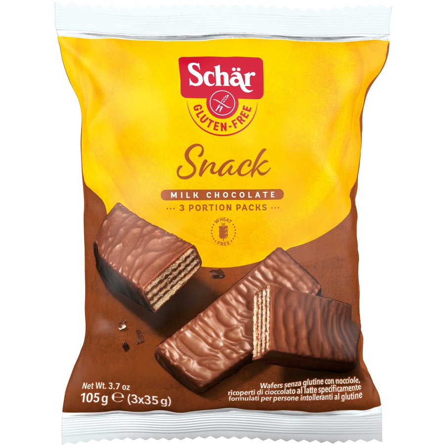 Barquillos chocolate sin gluten Snack SCHAR 3x35 g