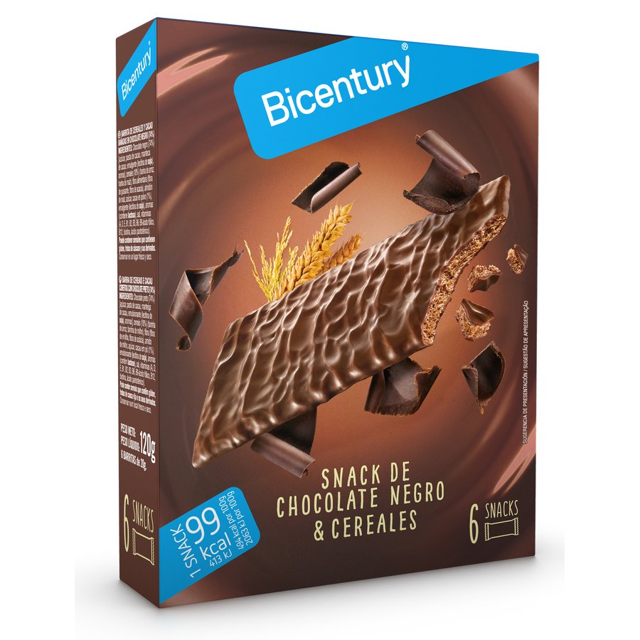Barritas cereales chocolate negro SARIALIS BICENTURY 6 unidades 120 g