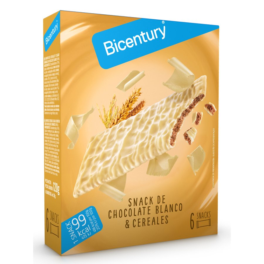 Barritas cereales chocolate blanco SARIALIS BICENTURY 6 unidades 120 g