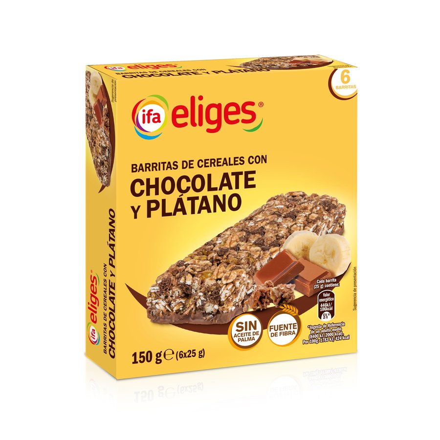 Barritas cereales con chocolate-plátano IFA Eliges 6x25 g